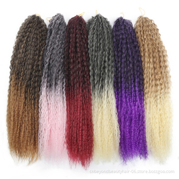 Synthetic Crochet Hair Afro Yaki Kinky Curls Soft Ombre Blonde Crochet Braiding Hair afro curls jumbo hair braid
